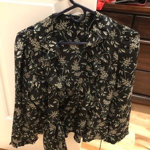 Madewell longsleeve floral wrap top